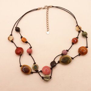 Ceramic Bead and Cord Necklace